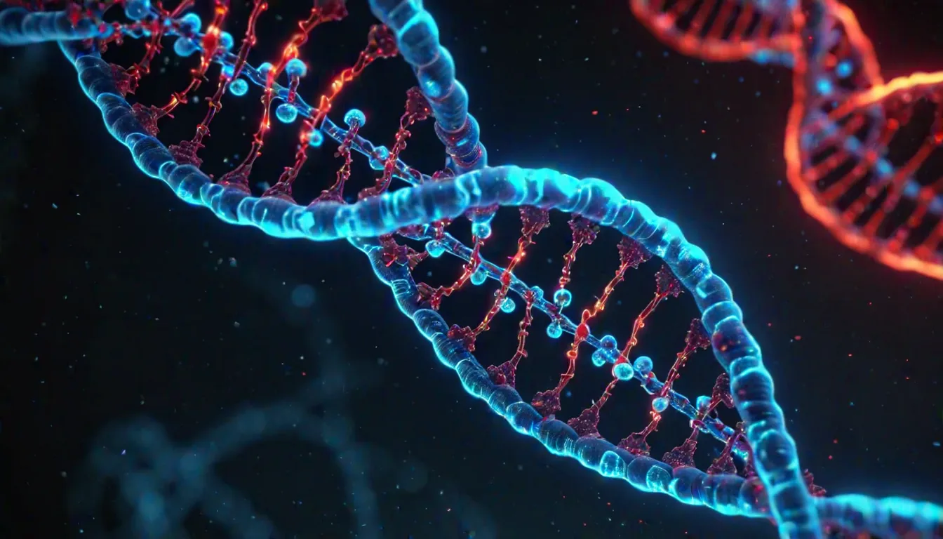 Fiktive Darstellung einer DNA Doppelhelix, siehe den Prompt weiter unten.